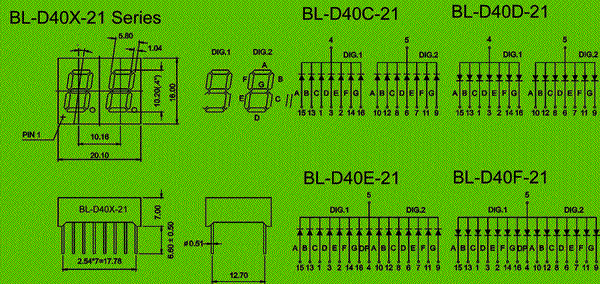 0.40 inch double seven segment led display circuit and dimension diagram led manufacturer | 7 segment display | 0.40