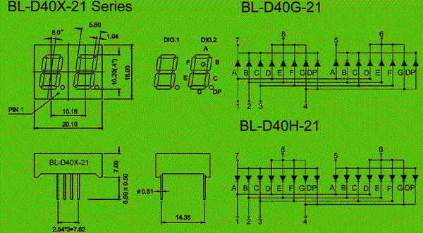 0.40 inch double seven segment led display circuit and dimension diagram led manufacturer | led number display | 0.40