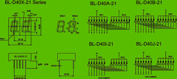 0.40 inch double seven segment led display circuit and dimension diagram led products | 7 segment display | 0.40
