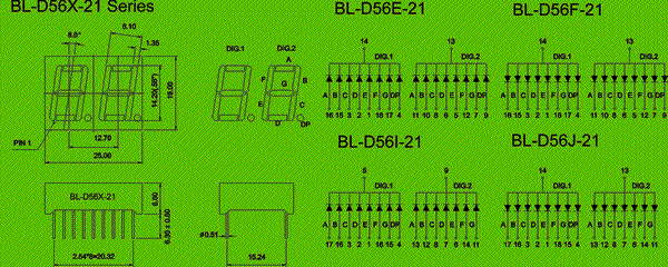0.56 inch double seven segment led display circuit and dimension diagram LED supplier | china LED | 0.56