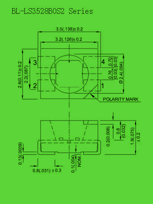 3528 SMD LED bi-color LED diode circuit and dimension diagram SMT LED | 3528 PLCC4 bicolor dimensional drawing