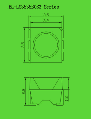 3535 SMD led diode circuit and dimension diagram SMT LED | 3535 PLCC6 dimensional drawing