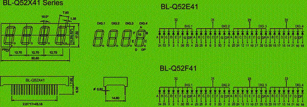 0.52 inch four seven segment led display circuit and dimension diagram 7 segment LED | led manufacturer dimensional drawing