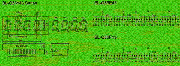 0.56 inch four seven segment led display circuit and dimension diagram 7 segment display | 4 digit | led suppliers dimensional drawing
