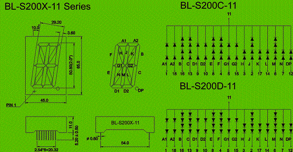 2.00 inch single seven segment led display circuit and dimension diagram led manufacturer | 7 segment LED dimensional drawing