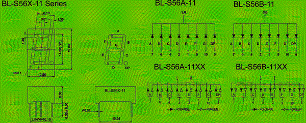 0.56 inch single seven segment led display circuit and dimension diagram electronic component suppliers | 7 segment LED | 0.56