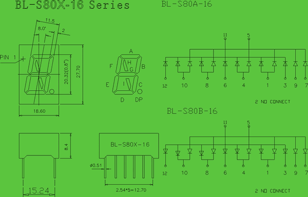 0.8 inch LED seven segment display circuit and dimension diagram counter display | counter number display | 0.8 inch dimensional drawing