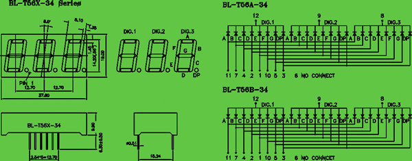 0.56 inch seven segment display circuit and dimension diagram LED display element | 0.56 inch dimensional drawing